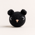 Handmade crocheted potato mouse plushie in black