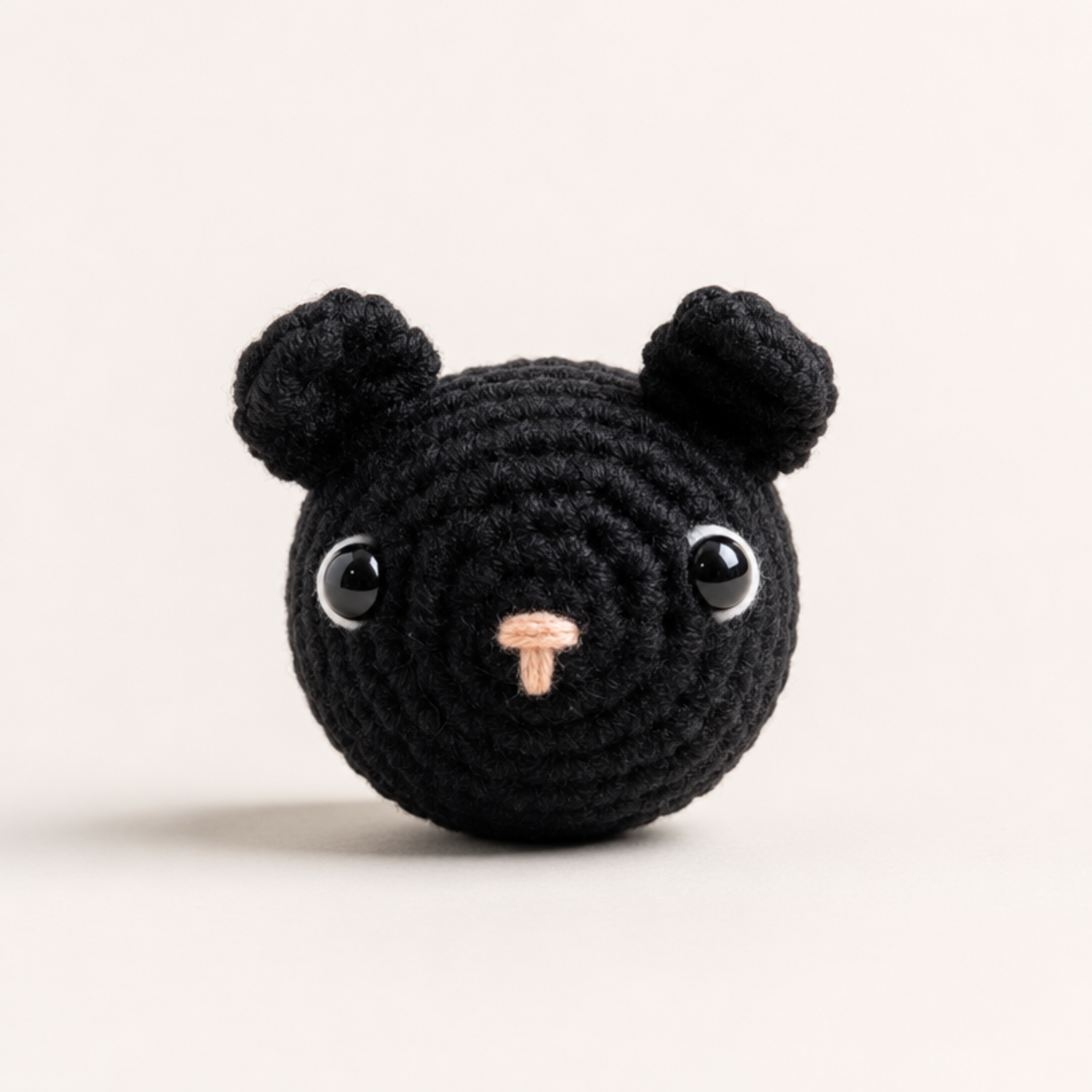 Handmade crocheted potato mouse plushie in black
